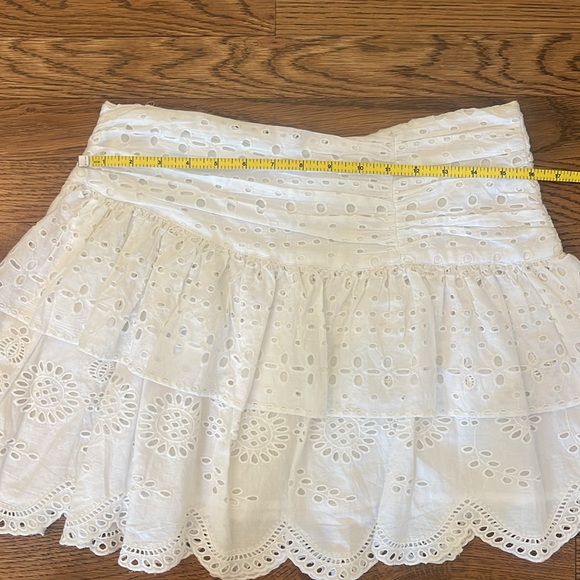 Love Shack Fancy Onika White Cotton Eyelet Mini Skirt, size 8 - Picture 5 of 11